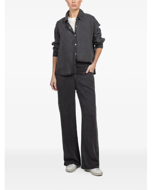 Xirena Gray Collared Buttoned Top