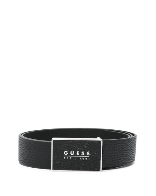 Guess Black Logo-Buckle Belt for men
