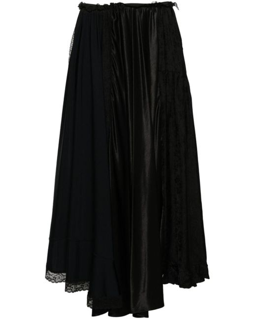 Balenciaga Black Contrast-panel Midi Skirt