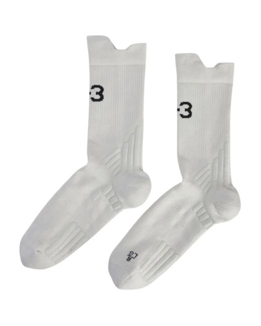 Y-3 White Logo-Detail Crew Socks for men