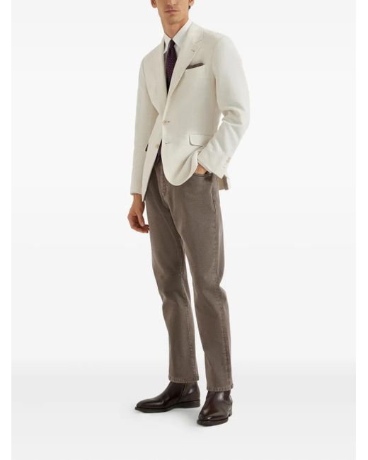 Brunello Cucinelli Gray Leisure Five-Pocket Cotton Jeans for men