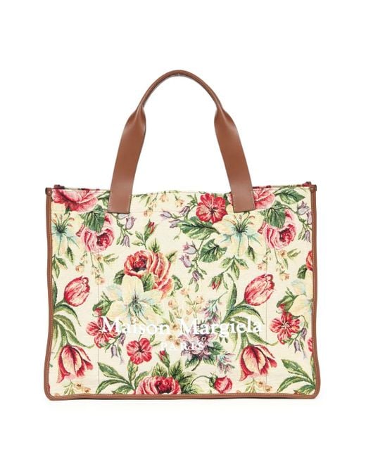 Maison Margiela Natural Large Floral-Print Tote Bag for men