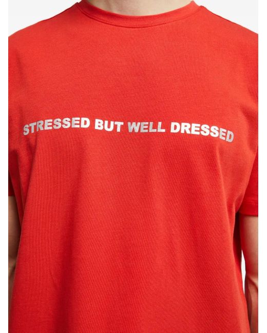 Paloma Wool Red Slogan-Print Organic-Cotton T-Shirt for men