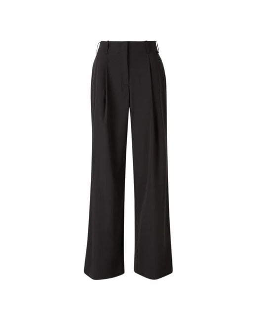 Herno Black Pleated-Design Wide-Leg Trousers