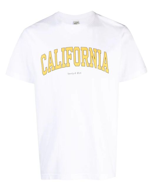 Sporty & Rich White Text-Print Cotton T-Shirt