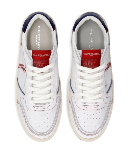 Philippe Model White Nice Baseball-Stitch Platform Sneakers for men