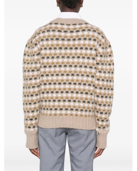 Marni Natural Geometric-Pattern V-Neck Cardigan