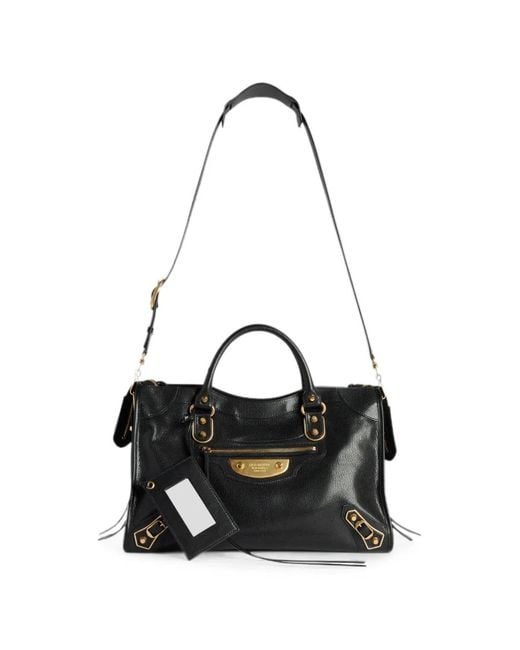 Balenciaga Black Le City Uptown Stud-Embellished Leather Tote Bag