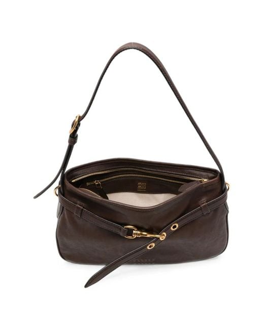 Miu Miu Black Aventure Leather Tote Bag