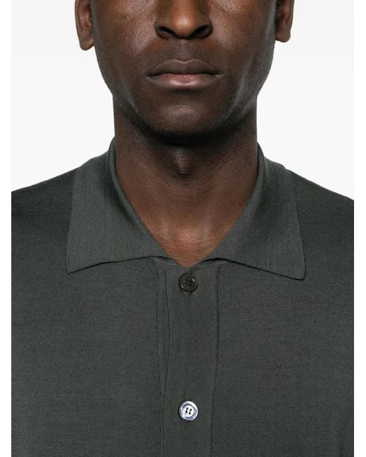 Barena Black Doni Button-Down Fine-Knit Shirt for men