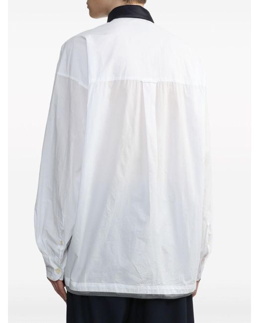 Kolor White Striped-collar Cotton Shirt for men