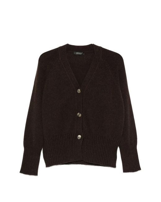 Aragona Black V-Neck Button-Up Cardigan