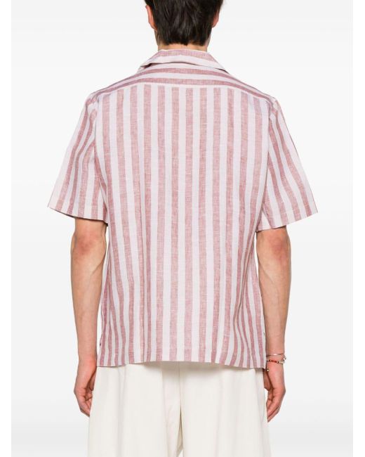 Lardini Gestreiftes Hemd aus Leinen in Pink für Herren