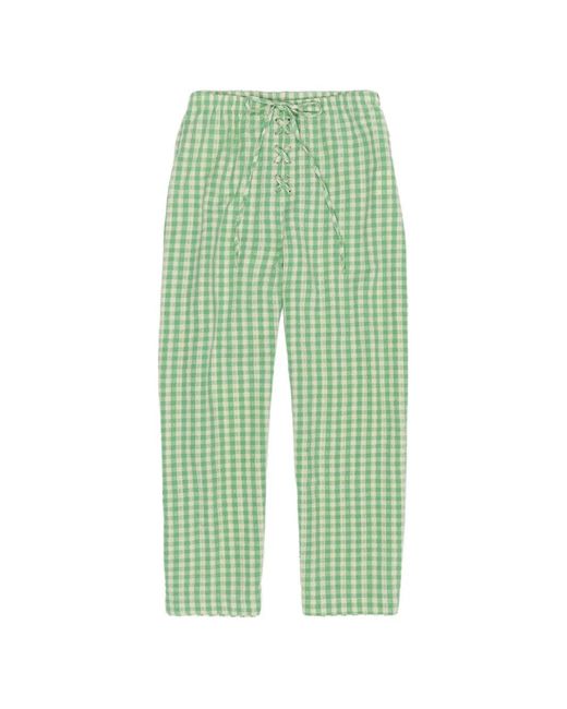 Bimba Y Lola Green Checked Corset-Waist Trousers