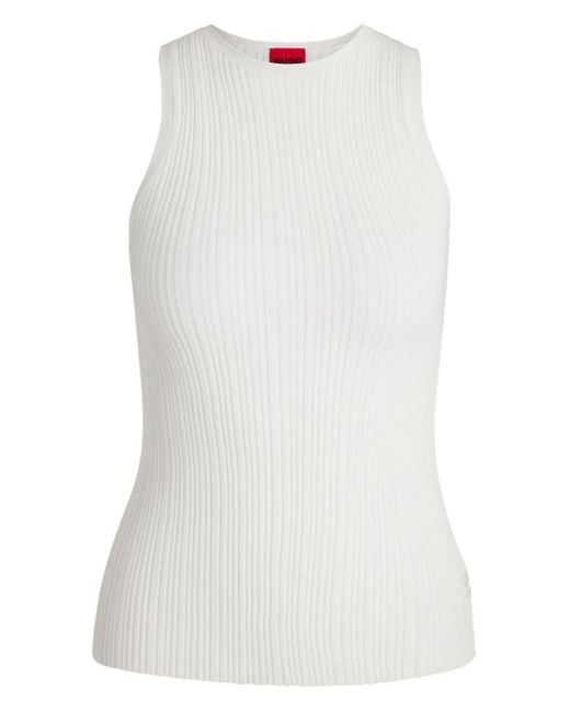 HUGO リブニット トップ White