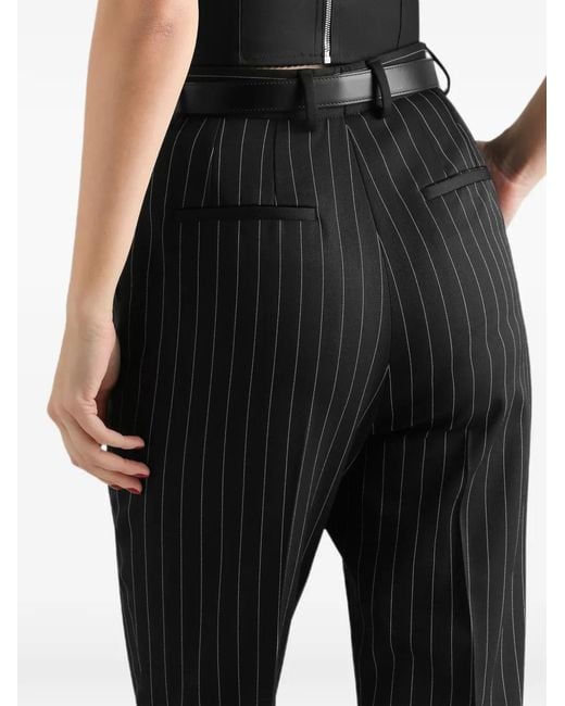 Dolce & Gabbana Black Pinstripe Wool Trousers