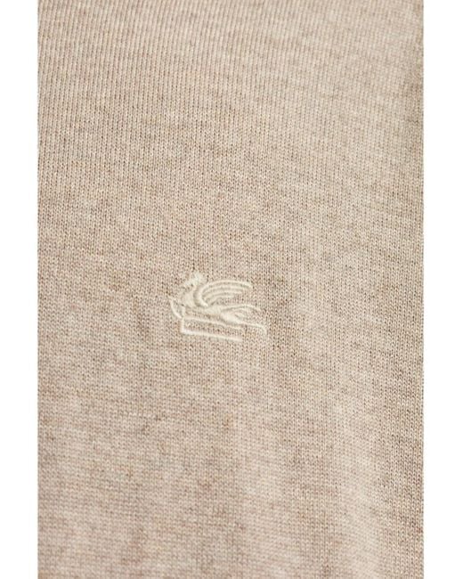 Etro White Wool Jacquard Sweater for men