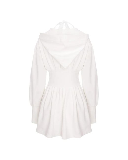 Hamza White Karol Hooded Dress