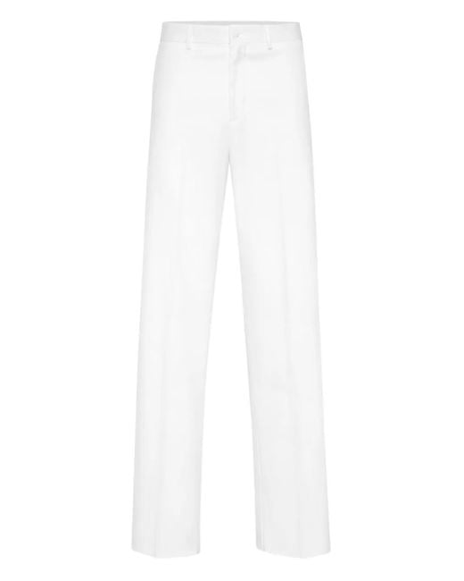 Philipp Plein White Wool Wide-Leg Trousers for men
