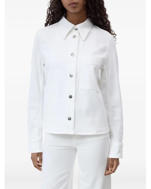 Closed White Button-Down Chest-Pocket Jacket