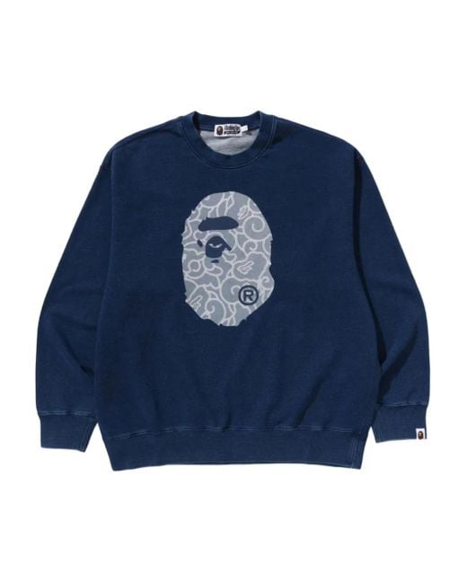 A Bathing Ape Blue Graphic-Print Sweatshirt for men