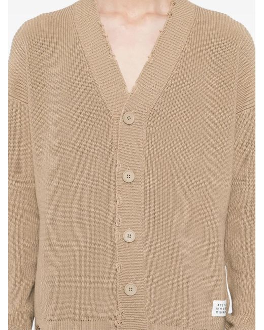 メンズ MM6 by Maison Martin Margiela ダメージ カーディガン Natural