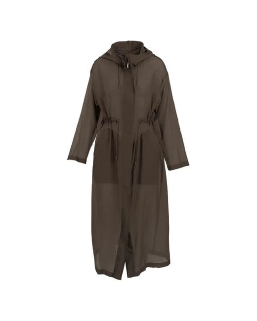 Marella Brown Sheer Drawstring Coat