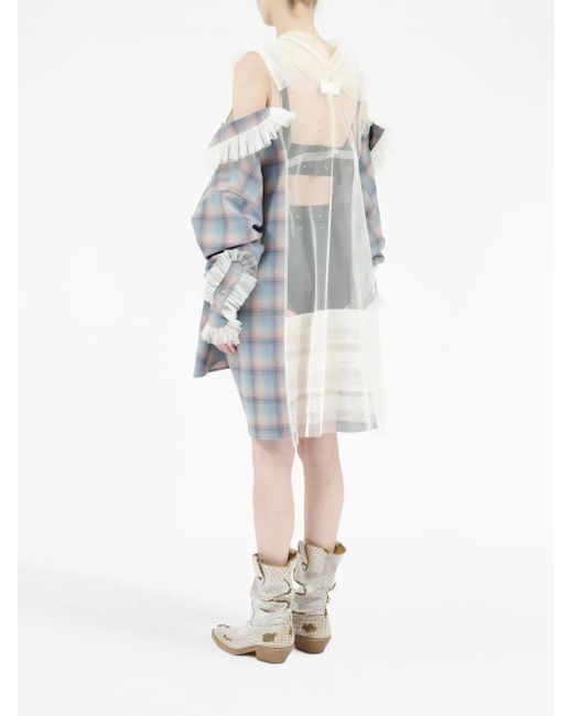 Maison Margiela Blue X Pendleton Wool Tulle Shirt