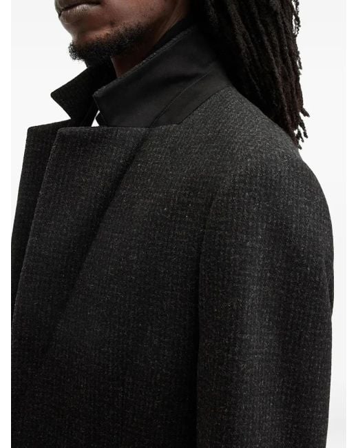 AllSaints Black Wixx Single-Breasted Wool Coat for men