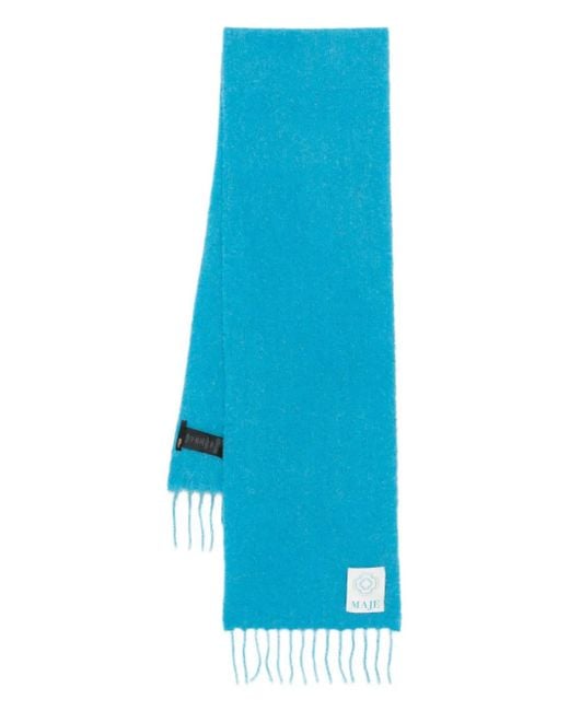 Bufanda de alpaca con flecos Maje de color Blue