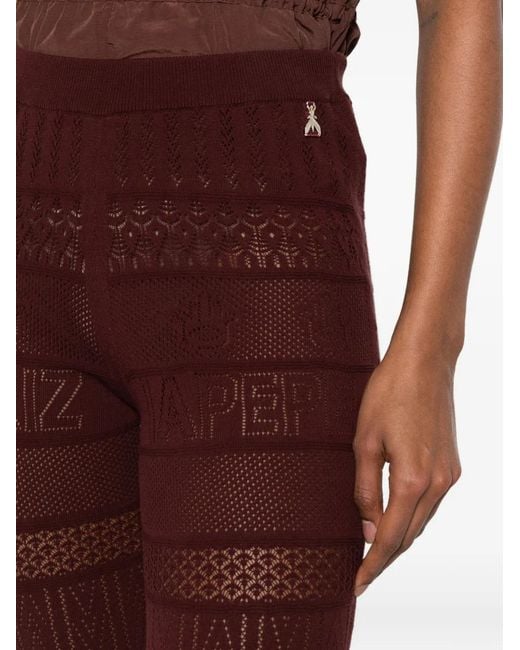 Patrizia Pepe Purple Pointelle-Knit Flared Trousers