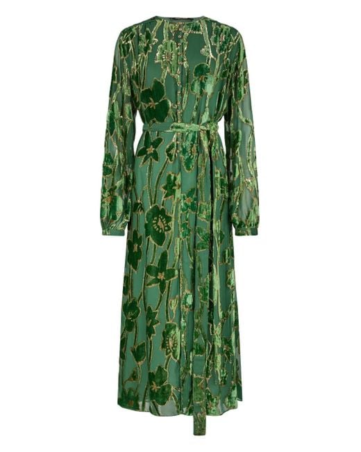 Abito Midi A Fiori di Roberto Cavalli in Green