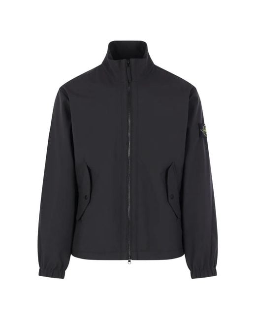 Stone Island Black Logo-Patch Zip-Up Jacket for men