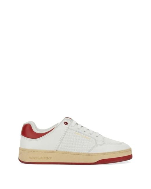 Saint Laurent White Sl/61 Low-Top Leather Sneakers