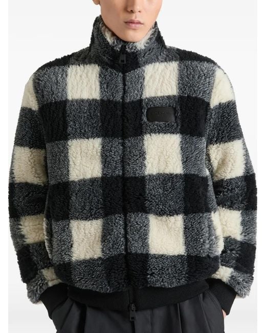 Givenchy Black Checked Fleece Jacket for men