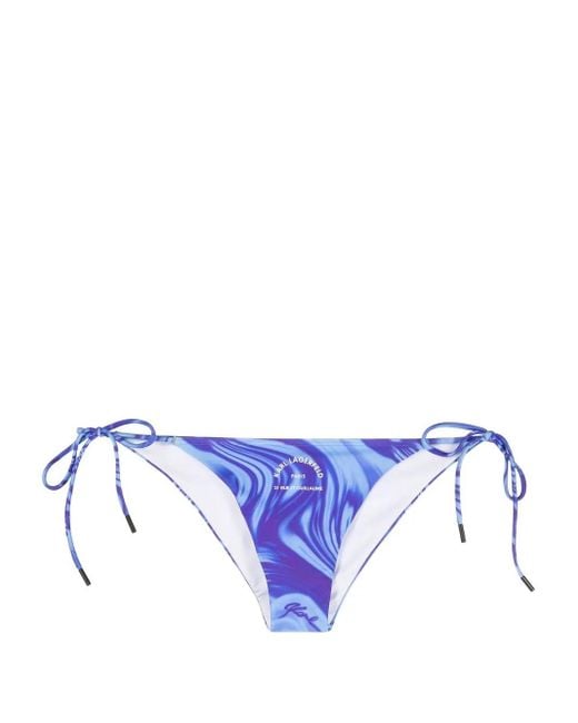 Karl Lagerfeld Blue String-Tie Bikini Bottoms