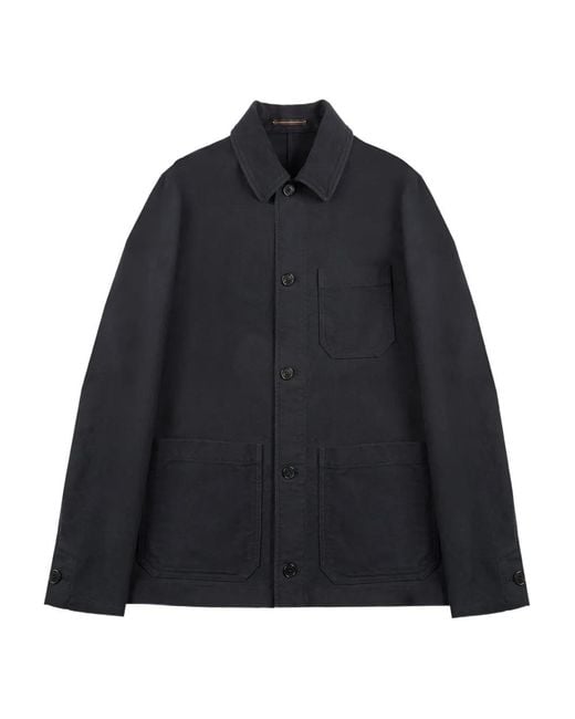 Slowear Blue Patch-Pocket Cotton Shirt Jacket for men