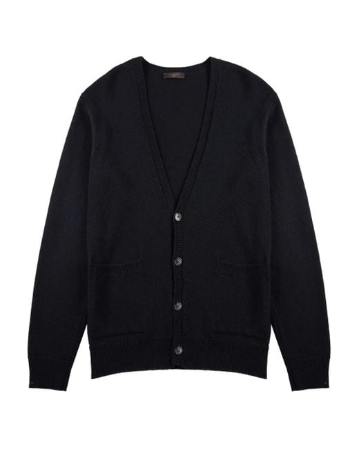 Zanone Blue Geelong Button-Up Wool Cardigan for men