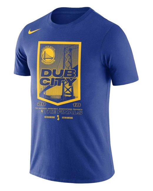 Nike Blue Nba Gs Warriors 2018 Nba Finals Bound City Dna T-Shirt for men