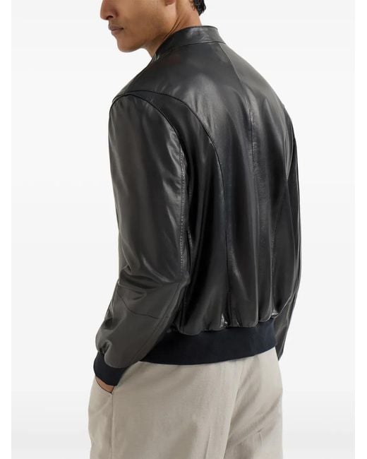Brunello Cucinelli Leren Jack in het Black voor heren