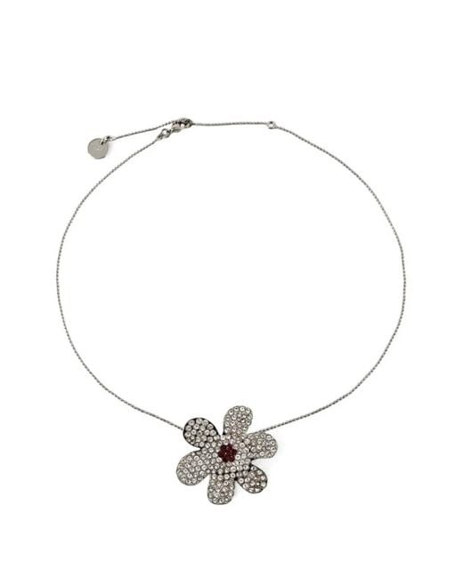 Marni White Flower Pendant Chain Necklace