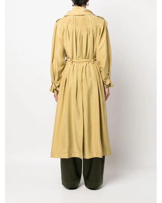 Alberta Ferretti Yellow Shawl-Lapels Silk Trench Coat