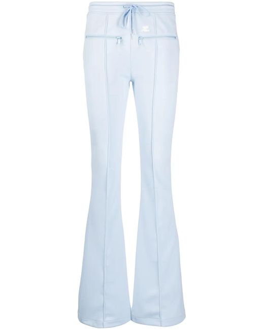 Courreges Blue Seam-Detailing Flared Track Pants