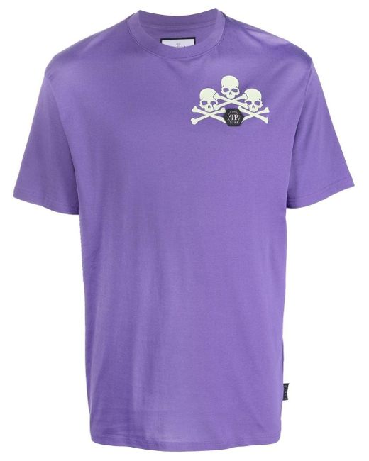 Philipp Plein Purple Skull-print Short-sleeve T-shirt for men