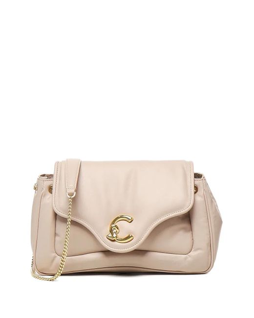 Borsa A Spalla Trapuntata Con Catena di Coccinelle in Natural