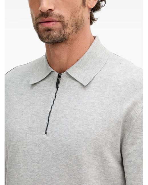 Benetton Gray Half-Zip Long-Sleeve Polo Shirt for men