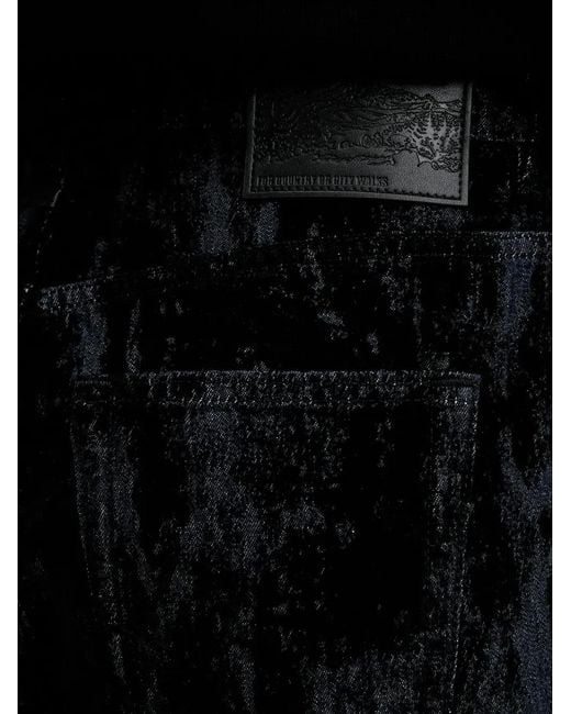Sisley Black Textured-Effect Straight-Leg Jeans
