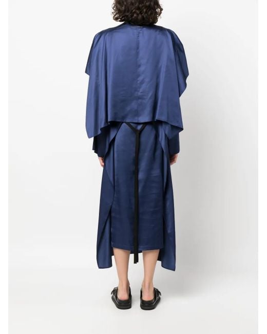 MM6 by Maison Margiela Blue Draped Satin Midi Dress
