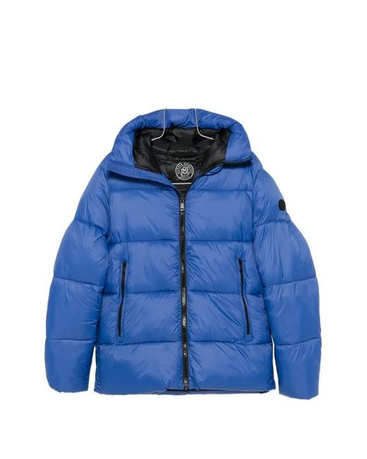 SERGIO MORETTI FIRENZE Blue Hooded Padded Jacket for men