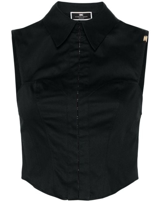 Elisabetta Franchi Black Bustier-style Poplin Shirt